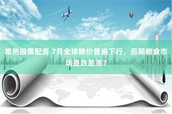 常熟股票配资 7月全球粮价普遍下行，后期粮食市场是跌是涨？