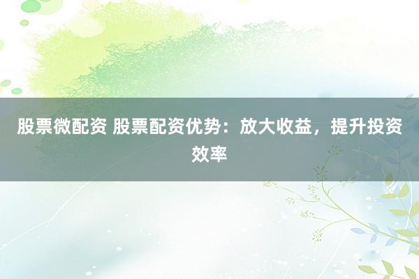 股票微配资 股票配资优势：放大收益，提升投资效率